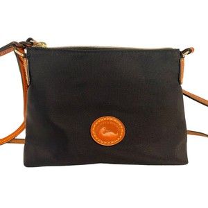 Dooney & Bourke Womens Nylon Pouchette Black Crossbody Bag